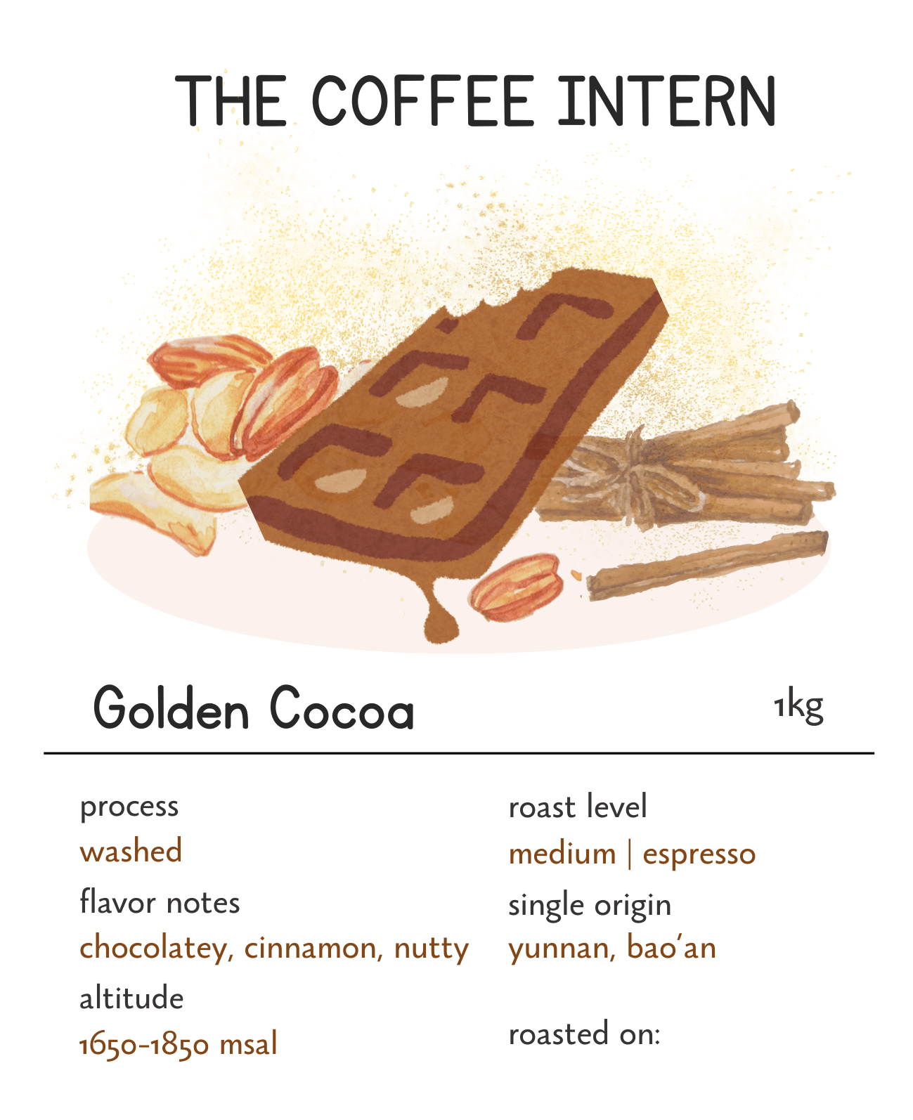 The_Coffee_Intern Grape_Cloud Coffee Yunnan Golden_Cocoa Intern_First_Crush Honey_Citrus