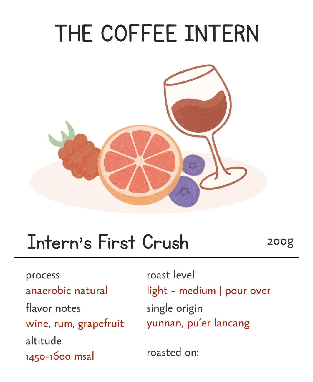 Intern's First Crush Yunnan Single Origin Specialty Arabica Coffee Bean
