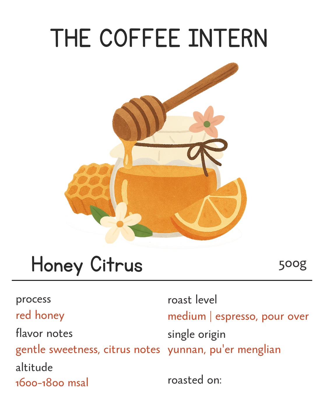 The Coffee Intern - Honey Citrus Yunnan Menglian Specialty Coffee Bean