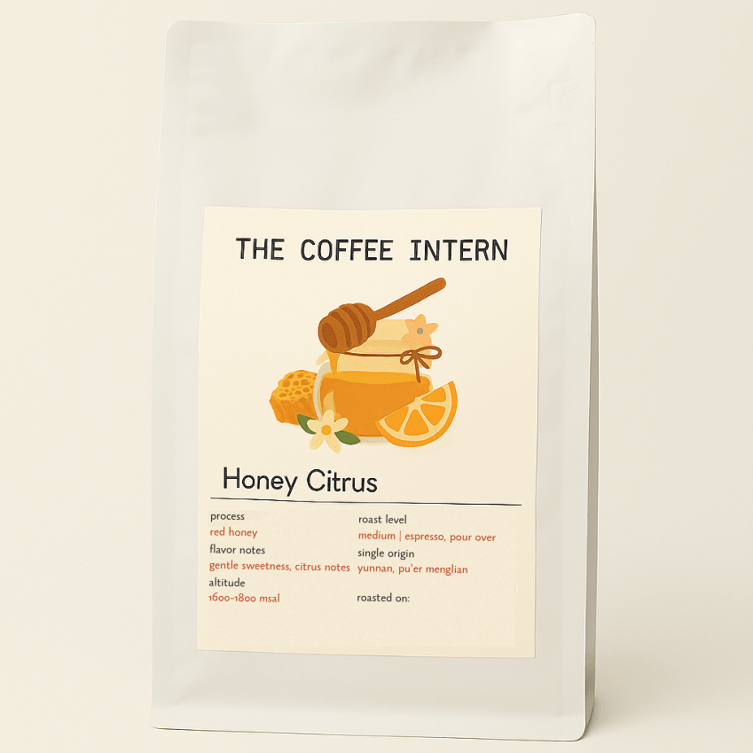 The_Coffee_Intern Grape_Cloud Coffee Yunnan Golden_Cocoa Intern_First_Crush Honey_Citrus